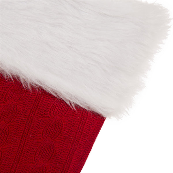 Faux Fur Cuff Knitted Hooked Christmas Stocking