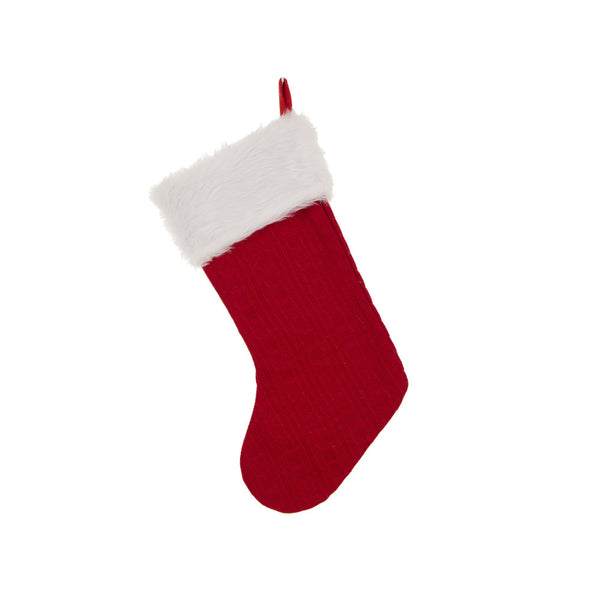 Faux Fur Cuff Knitted Hooked Christmas Stocking